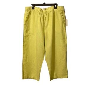 Cynthia Rowley Pants 2X Wide Leg Linen Lime Green Summer Breathable
